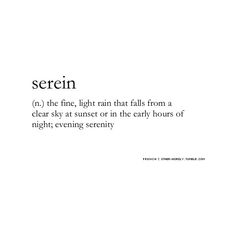 the words serein are written in black and white