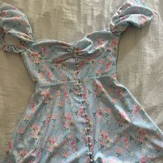 Blue Floral Mini Dress House Of Cb Floral Baby Blue Dress Cute Picnic Casual Dinner Cute Picnic, Blue Floral Mini Dress, Baby Blue Dress, Baby Blue Dresses, House Of Cb Dresses, House Of Cb, House Dress, Puffed Sleeves Dress, Casual Dinner