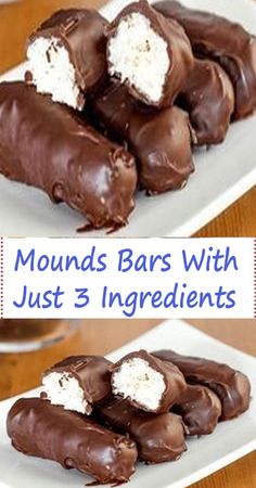 chocolate covered marshmallows on a plate with the words moulds bars with just 3 ingredients