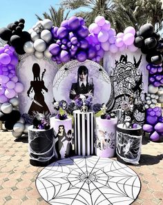 Wednesday Themed Room, Wednesday Addams Birthday Decor, Wednesday Theme Party Decorations, Wednesday Balloon Decor, Wednesday Adams Birthday Party Ideas, Wednesday Adams Party Ideas, Wednesday Bday Party, Wednesday Addams Birthday Party Decorations