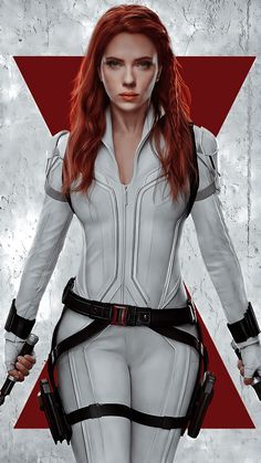 an image of a woman in white suit with red arrows on her chest and arms