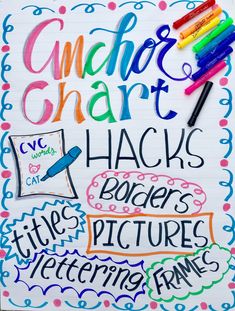 a poster with writing on it that says anchor chart hacks roger's pictures