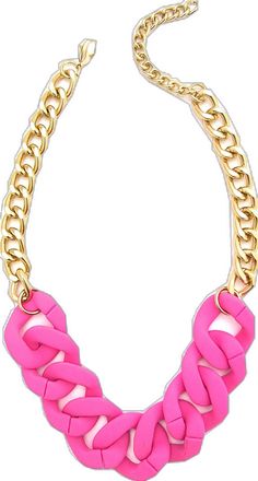 Neon Jewelry, Pink Statement Necklace, Gold Cuban Link Chain, Day Collar, Lock Necklace, Couple Jewelry, Matching Jewelry, Pink Necklace, Key Necklace