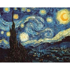 the starry night painting is shown in this image