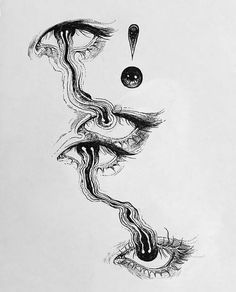 an ink drawing of a woman's face and eyes