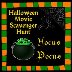 halloween movie scavenger hunt hocus pocus with spider web and green caulder