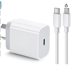 an apple charger with two cables connected to it