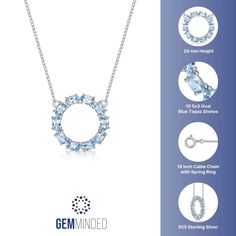 Add a delicate touch to any outfit with this round blue topaz necklace. Add a delicate touch to any outfit with this round blue topaz necklace. Drop length: 0.33-in. Chain length: 18-in. Chain type: cable Clasp: spring-ring Metal: sterling silver Plating: rhodium Finish: polished Packaging: boxed STONE DETAILS Stone type: blue topaz Color: blue Shape: oval Setting: prong Size: 18". Gender: female. Age Group: adult. Round Light Blue Topaz Necklace, Light Blue Round Blue Topaz Necklace, Light Blue Round Birthstone Necklace, Light Blue Birthstone Necklace, Light Blue Sterling Silver Round Necklace, Light Blue Round Sterling Silver Necklace, Elegant Blue Topaz Birthstone Necklace, Round Blue Topaz Necklace, Anniversary Blue Topaz Round Necklace