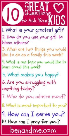 the 10 great questions to ask your kids on valentine's day, with text overlay