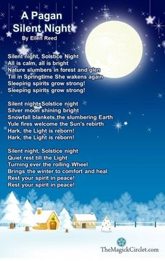 a poem written in front of a night sky with stars and snowflakes on it