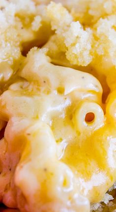 closeup of macaroni and cheese on a plate