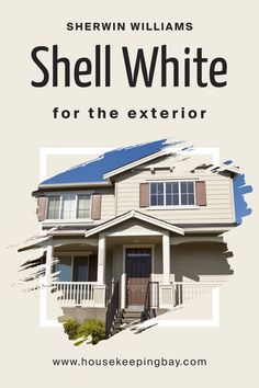 Shell White SW 8917 for the Exterior by Sherwin-Williams Exterior Paint Sherwin Williams, White Home Exterior, Benjamin Moore Exterior, Cottage Painting, Beach Homes, White Exterior, Painting Trim, Exterior Trim