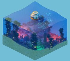 A little isometric scene done in Blender, inspired by Subnautica! Dinosaur Art, Animated Images, Anime Scenery Wallpaper, Video Game Art, Scenery Wallpaper, Anime Scenery