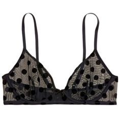 The Mesh And Polka Dot Pattern On This Bralette Is Chic And Comfortable And Just The Right Amount Of Sheer. The Underwire Fit Provides A Little Lift And No Lining Or Padding For An Oh-So-Natural Silhouette. A Tiny Silky Bow In The Middle Adds A Sultry Touch. Chic Fitted Sheer Bra, Black Mesh Party Bra, Party Mesh Bra Fitted, Party Mesh Fitted Bra, Fitted Mesh Party Bra, Fitted Black Mesh Bra, Chic Black Padded Bra, Sheer Black Summer Bra, Summer Sheer Black Bra