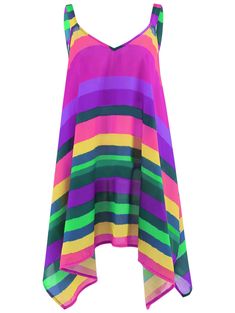 Plus Size Rainbow Stripe Spaghetti Strap Top - Purple - 3I28421920 - Women's Clothing, Women's Tops & T-Shirts  #WomensTopsTShirts #Women's #Clothing # #Women's #Tops #& #TShirts Striped Cami Tops, Victorian Fashion Dresses, Plus Size Tips, Cheap Tank Tops, Striped Vests, Spaghetti Strap Top, Plus Size Tank Tops, Trendy Plus Size Clothing, Plus Size Kleidung