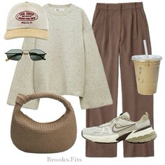 Outfit Inspirations For Work, Classy Lazy Outfits, Thank Giving Outfit Ideas, Chic Comfortable Outfits, Outfit Inspo Aesthetic Casual, Brown Shirt Outfits Women, Comfy Business Casual Outfits, Coffee Outfit Ideas, Neutral Outfits Women