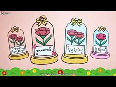 three glass domes with flowers in them and the words thank you written on each one