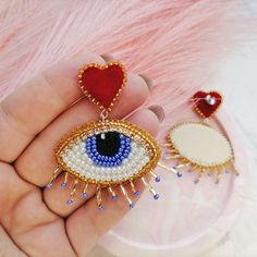 Eye-catching Dangle Jewelry For Gifts, Diamond Eyes Drop Earrings As Gift, Bohemian Evil Eye Earrings As Gift, Japanese Beads, Jewelry Heart, Evil Eye Earrings, Cute Box, Eye Earrings, Evil Spirits