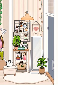 the room is filled with plants and other things