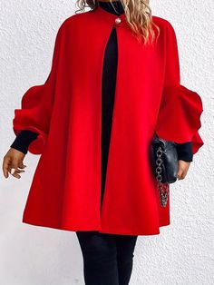 Temu：Shop like a Billionaire Red Overcoat, Elegant Coats, Womens Fall Dress, Long Sleeve Outerwear, Cape Coat, Plus Size Kleidung, Sweaters And Jeans, Shopping Spree, Outerwear Women