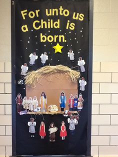 a bulletin board with nativity on it