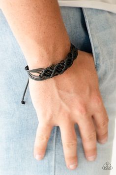 Strands of shiny black cording weaves and braids across the wrist for a rugged, nautical inspired look. Features an adjustable sliding knot closure. Sold as one individual bracelet. Sliding Knot Bracelet, Adjustable Sliding Knot, Sliding Knot Closure, Mobile Boutique, Black Bracelet, Knot Bracelet, Sliding Knot, Black Bracelets, Paparazzi Accessories