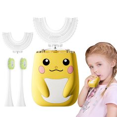 PRICES MAY VARY. 【Whole Mouth 360° Clean】ELOTAME toddler toothbrush with 45° tilt brush head and 90° bottom brush would clean your child's teeth 360° in all directions, without missing any small deciduous teeth, effectively removing plaque. 【Helps Kids Develop A Good Brushing Habit】ELOTAME’s kids toothbrushes with cute shape captures the child's concentration and stimulates the baby's interest in brushing.develop healthy brushing habits without worrying about whether your child wants to brush or Toddler Teeth Brushing, Tilt Brush, Automatic Toothbrush, Toothbrush Accessories, Face Health, Baby Toothbrush, Tooth Replacement