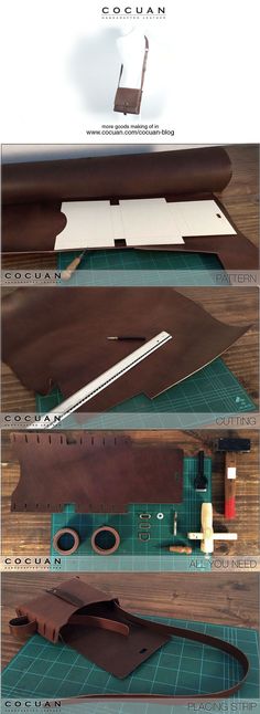 the instructions for how to make a leather wallet