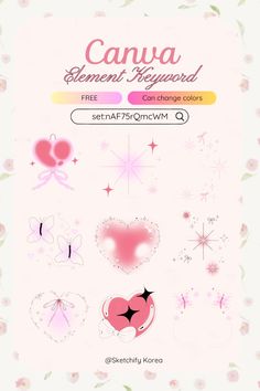 Canva Element Keyword Coquette Core 🎀 Credits to the owner @SketchifyKorea Canva Codes Elements Free, Canva Keywords