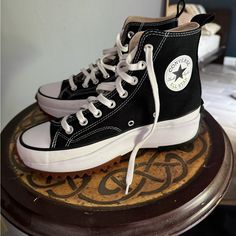 Never Worn. Chuck’s High Top Converse. 8.5 Totally In Style Right Now And Forever. High Top Converse, Black High Tops, Now And Forever, Converse High Tops, Womens Converse, Converse Shoes, Womens Shoes Sneakers, High Top, In Style