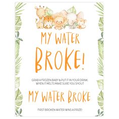 my water broke game, Printable baby shower games, safari animals baby games, baby shower games, fun baby shower ideas, top baby shower ideas, safari animals baby shower, baby shower games, fun baby shower ideas Jungle Baby Shower Theme Decorations, My Water Broke Game, Water Broke Game, Wild Baby Shower, Safari Baby Shower Boy, Animal Baby Shower Games, Jungle Safari Baby Shower, Baby Shower Favors Diy