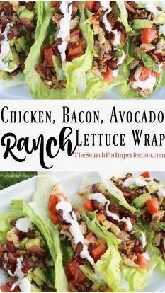 chicken, bacon, avocado and lettuce wrap recipe with ranch dressing