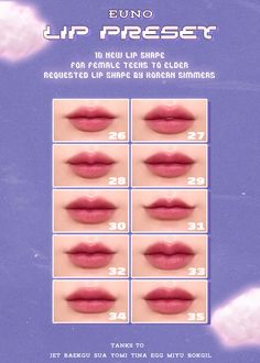 the lip preset for female lips is shown