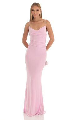 Mira Lace Open Back Maxi Dress in Pink | LUCY IN THE SKY Light Pink Silk Dress Long, Baby Pink Formal Dress, Prom Dresses Light Pink, Fancy Maxi Dress, Light Pink Prom Dress, Silk Prom Dress, Baby Pink Dresses, Grad Ideas, Pink Long Dress