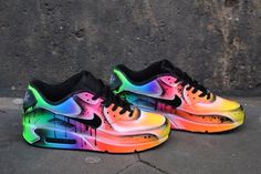 Custom Nike Air Max 90 Neon Flash Airbrush Sneaker | Etsy Airbrush Fashion, Graffiti Drip, Neon Nike Shoes, Galaxy Style, Abstract Graffiti, Custom Shoes Diy