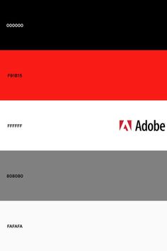 the adobe logo is shown in red, white and black