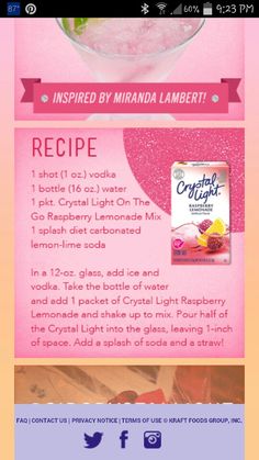 the ingredients for this recipe include lemonade and raspberry