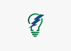 an electric light bulb with a lightning bolt inside it logo design, graphic design, icon design, creative logos, creative ideas, energy company logo design