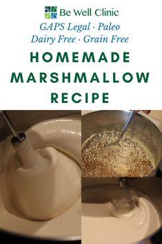 homemade marshmallow recipe with text overlaying the image and below it's caption