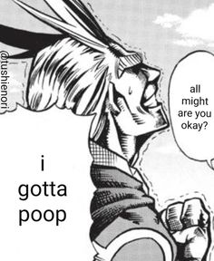 an image of a cartoon character with a speech bubble in his hand that says, i gota poop