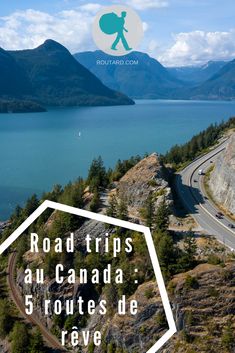 road trip in canada with text overlaying the image and an aerial view of mountains