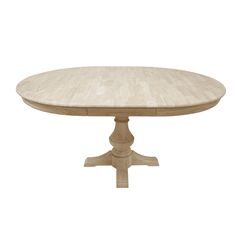 an oval wooden table with four leaves on the base and one leaf at the top