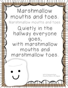 a sign that says marshmallow mouths and toes with an image of a smiling face