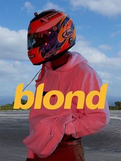 a person wearing a helmet with the word blond on it