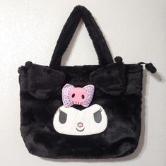 Large Kuromi Fluffy Bag. Nwot. Measures 17in L 13in H 21 With Straps Cute Shopping Bags With Zipper Closure, Cute Black Handheld Bag, Cute Handheld Black Bags, Cute Black Handheld Shoulder Bag, Cute Black Rectangular Satchel, Cute Black Tote Satchel, Cute Handheld Black Shoulder Bag, Cute Black Satchel Tote Bag, Cute Black Satchel Tote