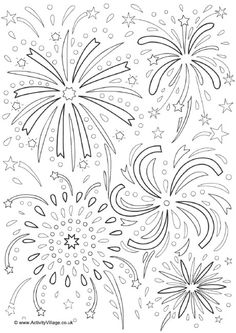 fireworks and stars coloring pages for kids to color on the page is an easy way to practice