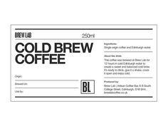 the label for cold brew coffee