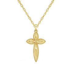 Display your faith in refined style with the elegant craftsmanship of this 14K gold milgrain cross pendant and chain. Cross Pendant, Gold Necklace, Jewelry Necklaces, Chain, Pendant, Gold