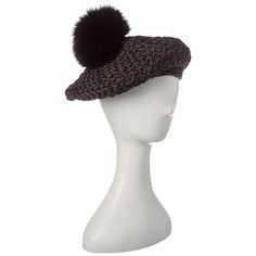 Color/Pattern: Rainbow/Black 100% Acrylic Hat/Fox Fur Pom Lining: Partial Fleece Dry Clean Only Imported Black One Size Winter Beret, Black Winter Beret, Camo Bucket Hat, Straw Cloche Hat, Special Occasion Hats, Mickey Mouse Hat, Floppy Beach Hat, Pattern Rainbow, Wool Fedora Hat