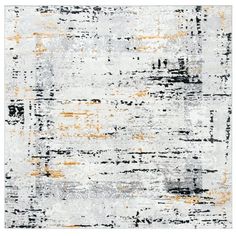 an abstract rug with yellow and gray colors